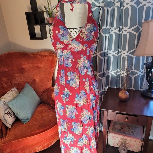 Vintage 1970s Red Floral Dress with Blouse - Picture 8 of 16